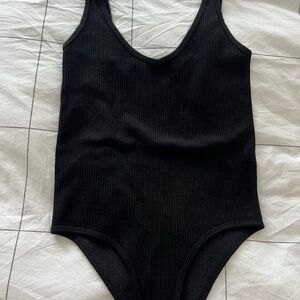 Women’s Tank Black Ribbed Body Suit in Size Medium